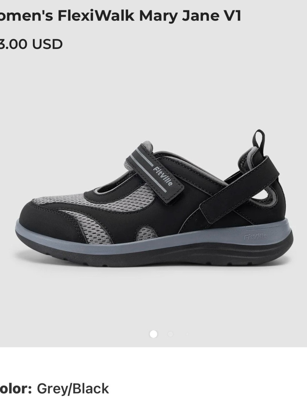 Women's FlexiWalk Mary Jane Sport Sandal - Grey/Black 8 Wide